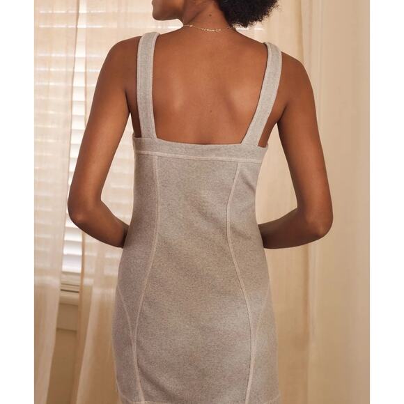 Anthropologie Sleeveless Contrast Stitch Mini Tank Dress Light Gray XL - Picture 2 of 8